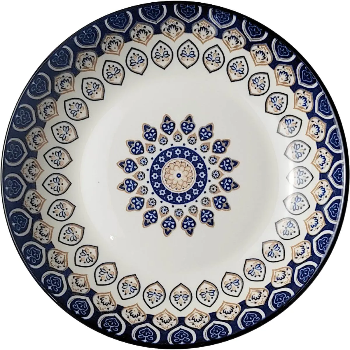 Assiette plate en porcelaine motif mosaïque 18cm