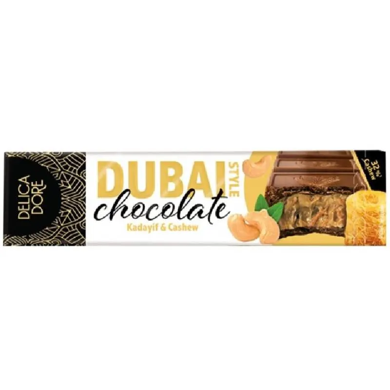 Chocolat au lait aux noix de cajou et Kadayif Dubaï Style70g - DELICA DORE