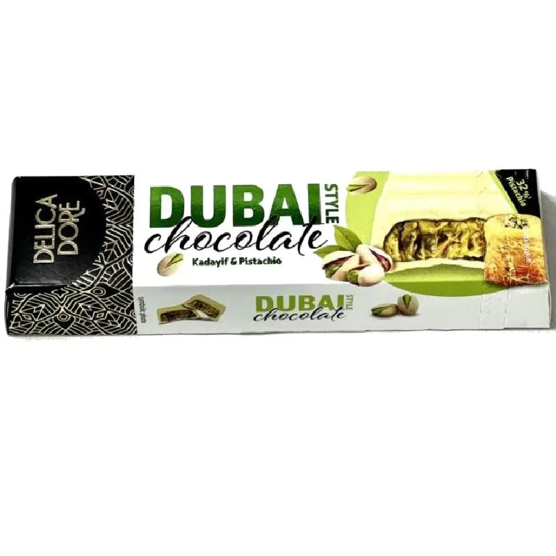 Chocolat blanc aux pistaches et Kadayif croquant Dubaï Style 70g - DELICA DORE
