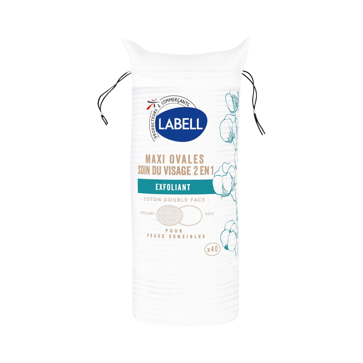 INTERMARCHE - Cotons ovales exfoliants x40 unités - LABELL
