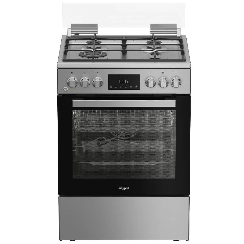 Cuisinière à gaz WR60 EG833228 XNA 60cm 4feux avec four électrique72L- WHIRLPOOL