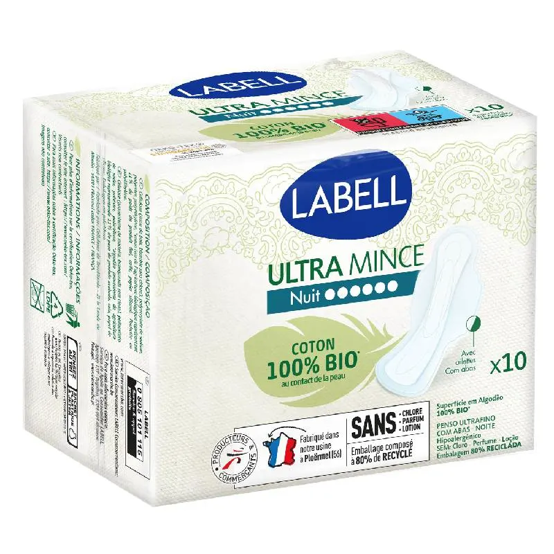 Intermarché - Serviettes hygiéniques ultra mince nuit x10 - LABELL