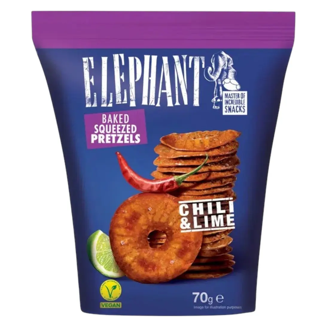Bretzels cuits au four Chili et citron vert 70g - ELEPHANT