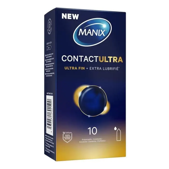 Boite de 10 préservatifs pour homme, ultra fins, extra lubrifiés - CONTACT ULTRA