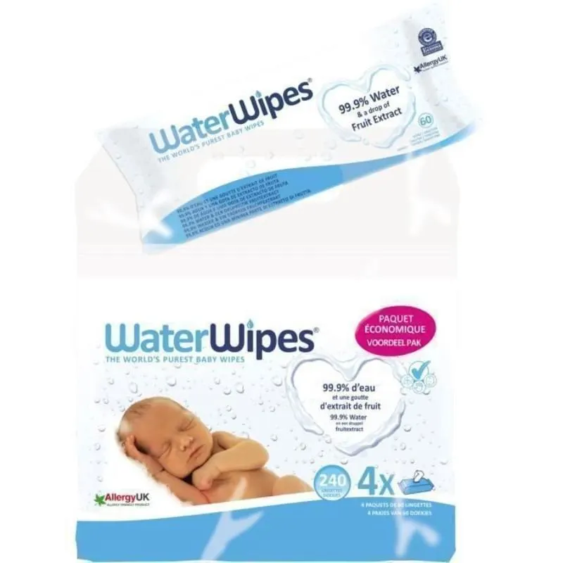 Lingettes pour bébé waterwipes pack bio 4 x 60 - WATERWIPES  - vue 2
