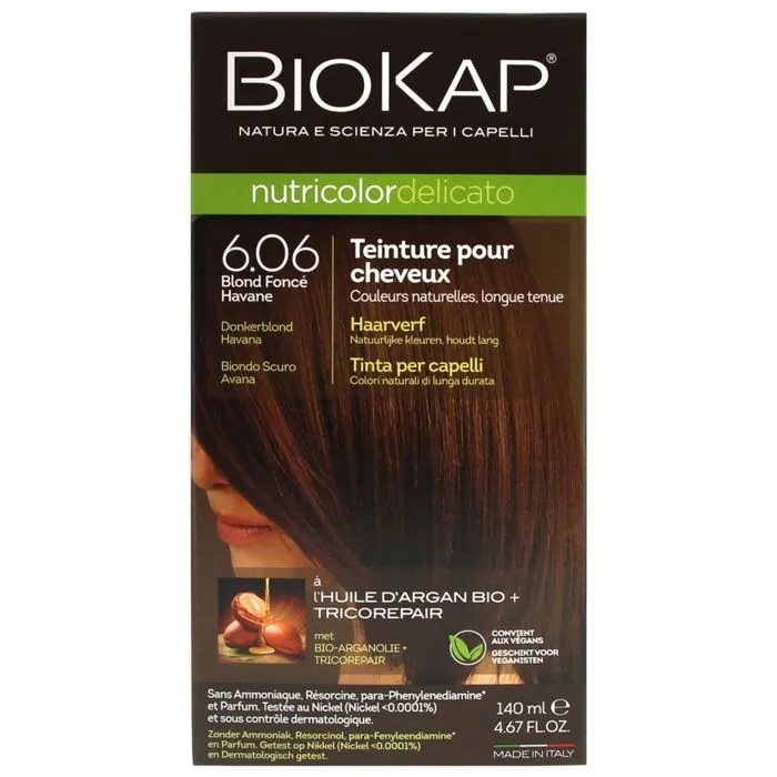 Coloration permanente nutricolor delicato 6.06 blond foncé havane- BIOKAP