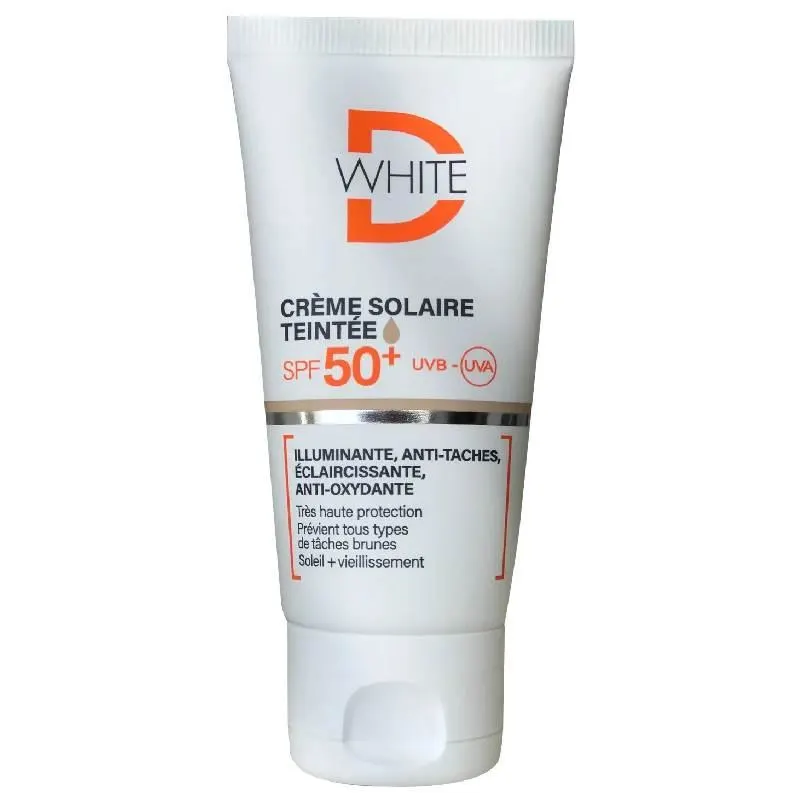 Crème solaire teintée medium SPF 50+ protection UVA/UVB 50 ml - D-WHITE