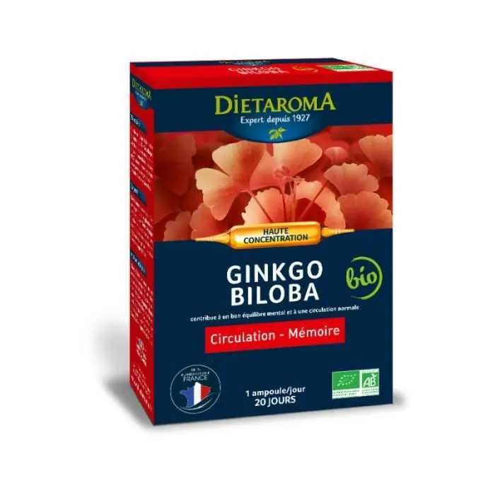 20 ampoules c.i.p. ginkgo biloba bio circulation et mémoire - DIETAROMA