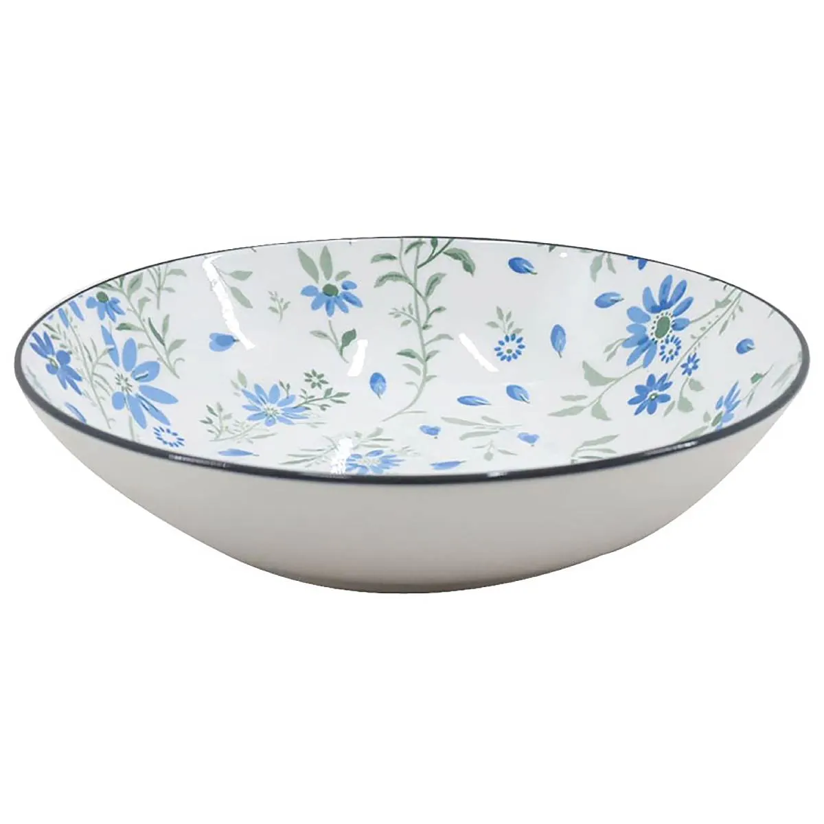 Assiette à soupe motif floral bleu 20cm