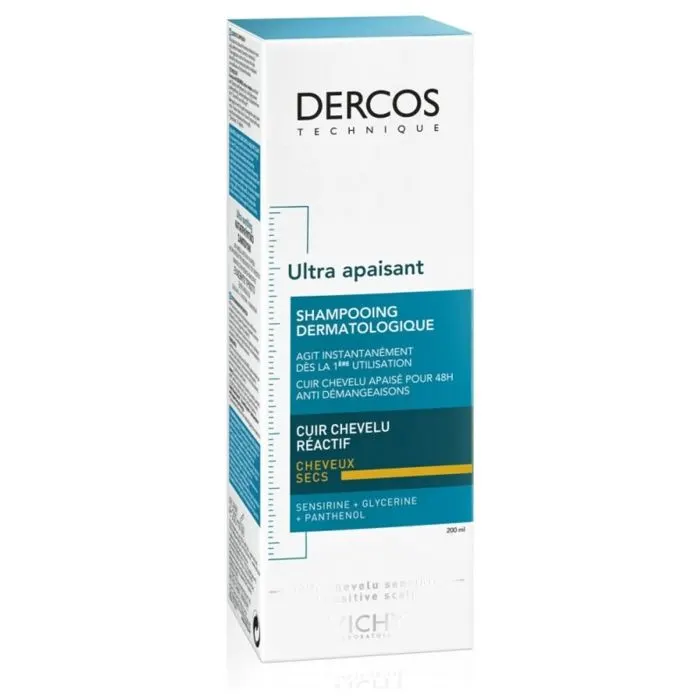 Shampooing dermatologique Dercos ultra-apaisant cheveux secs 200ml - VICHY