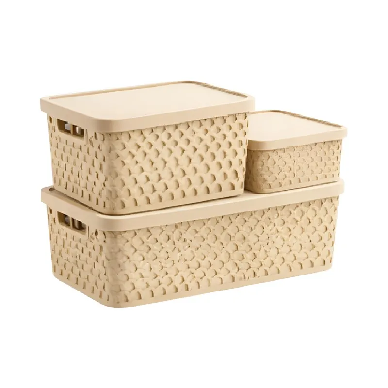 Boîtes de rangement Katre x3 4,5L / 12L / 18L latte