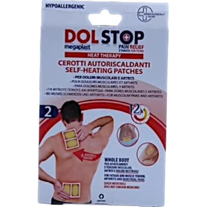 Patchs chauffants dolstop boîte de 2 soulagement musculaire faciles - MEGAPLAST