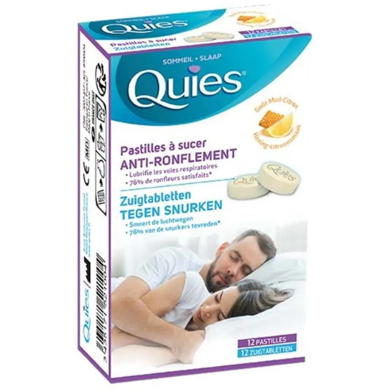 Anti ronflement pastilles à sucer goût miel/citron 12 pastilles - QUIES