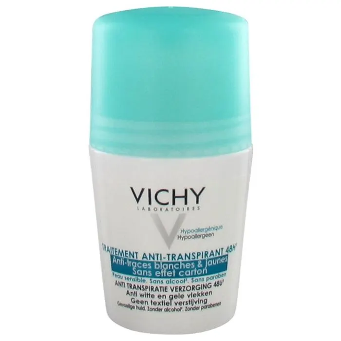 Déodorant roll-on anti-traces blanches & jaunes 48h 50 ml - VICHY
