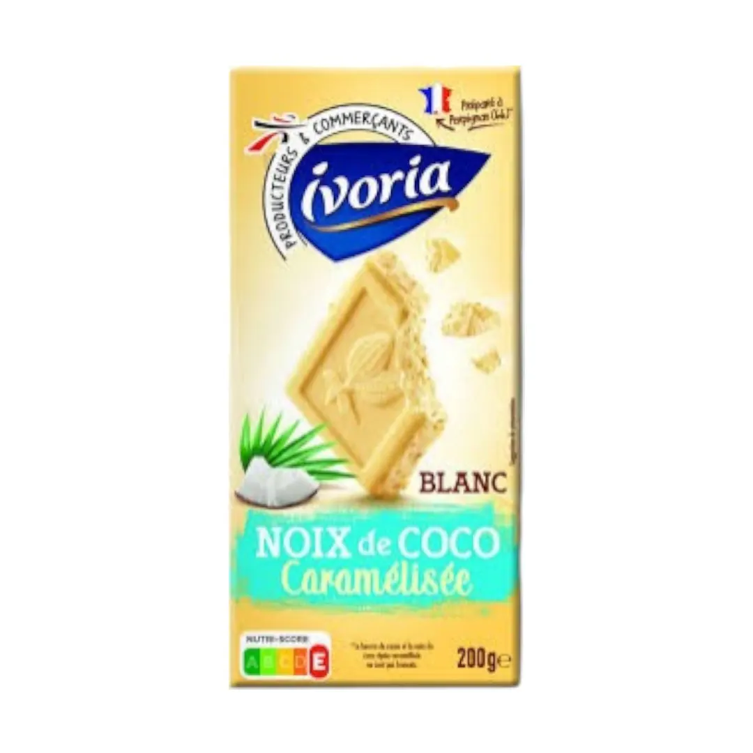 Intermarché - Tablette de Chocolat blanc noix de coco caramélisée 200g - IVORIA
