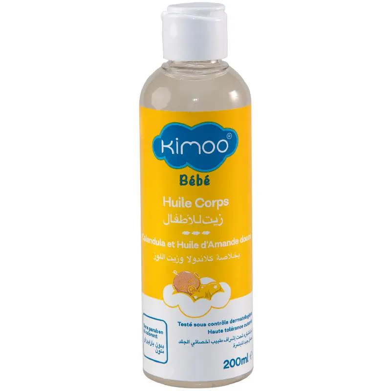 Huile corps bébé au calendula et à l'amande douce 200ml - KIMOO