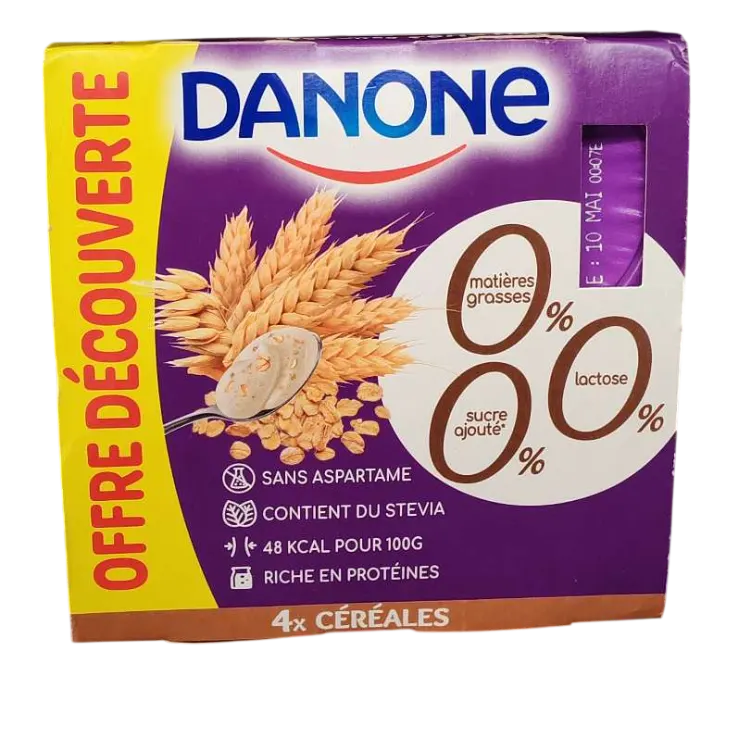 Yaourt brassé  céreales 0% 4x105g - DANONE