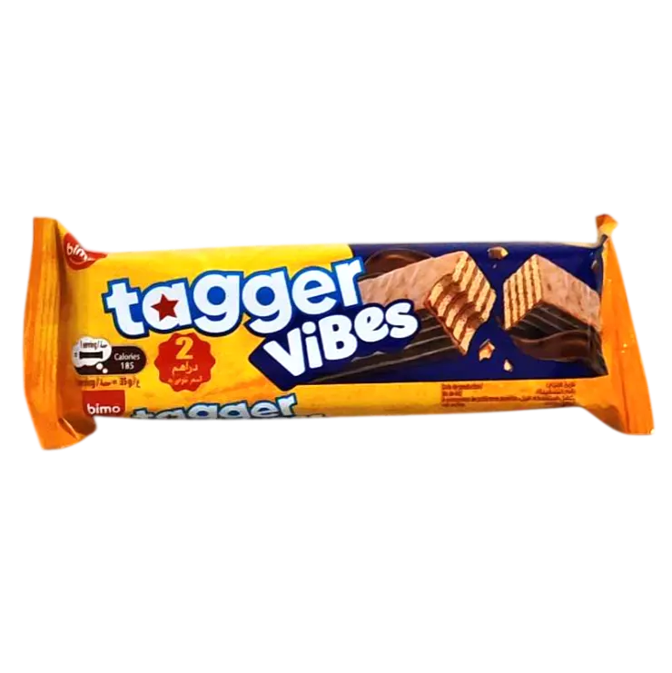 Gaufrette fourrée et enrobée au cacao Tagger Vibes 35g - BIMO
