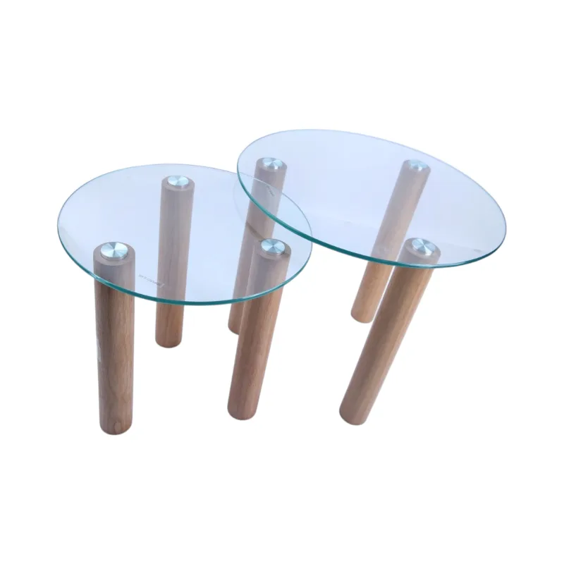 Table gigogne verre trempé rond clara x2 m1