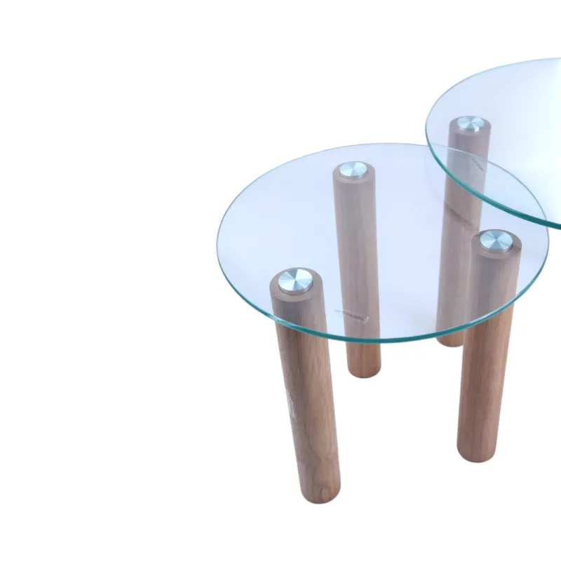 Table gigogne verre trempé rond clara x2 m1 - vue 2