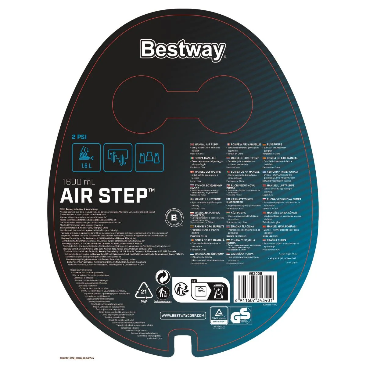 Pompe à air manuelle Air Step 1600 - BESTWAY - vue 3