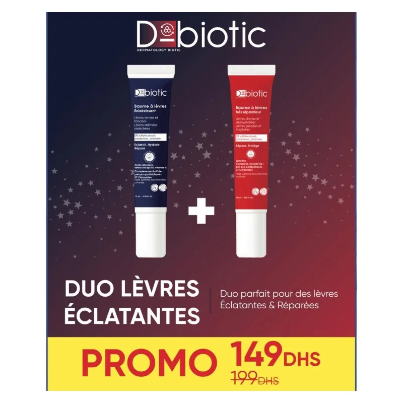 Duo baume à lèvres éclantantes et réparées 2x15ml - D-BIOTIC
