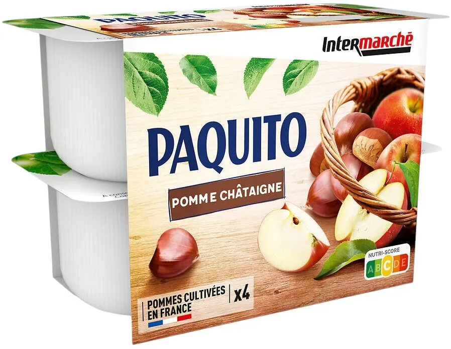 Intermarché - Coupelles de fruits pommes châtaignes 4x100 g - PAQUITO