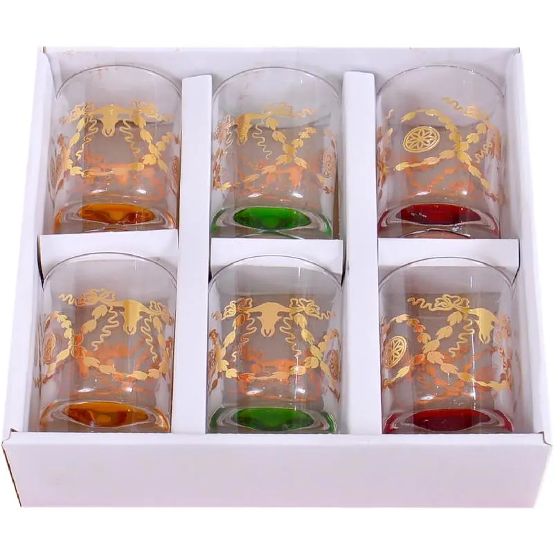 6 verres à thé petit modèle doré 3 couleurs ISA-JW Oiseau - vue 2