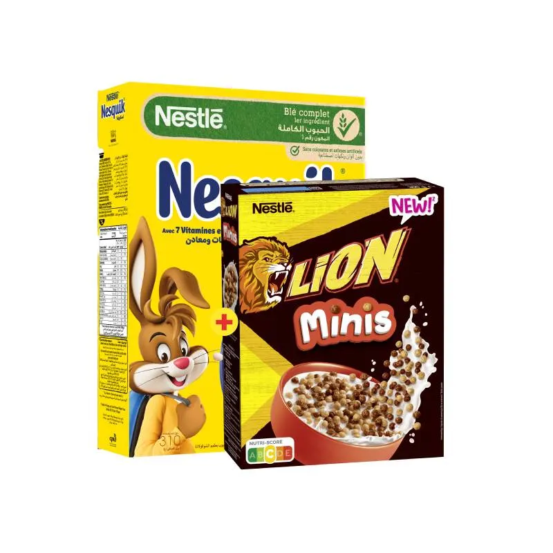 2 paquets de céréales minis lion + nesquik - NESTLÉ
