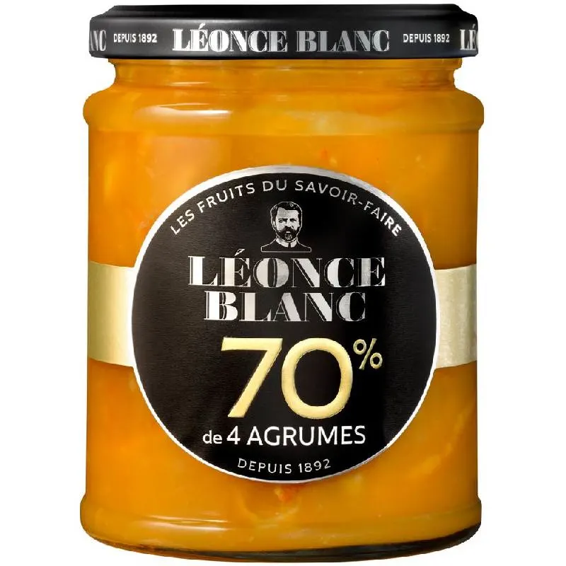 Confiture de 4 agrumes 70% de fruits 320g -  LÉONCE BLANC