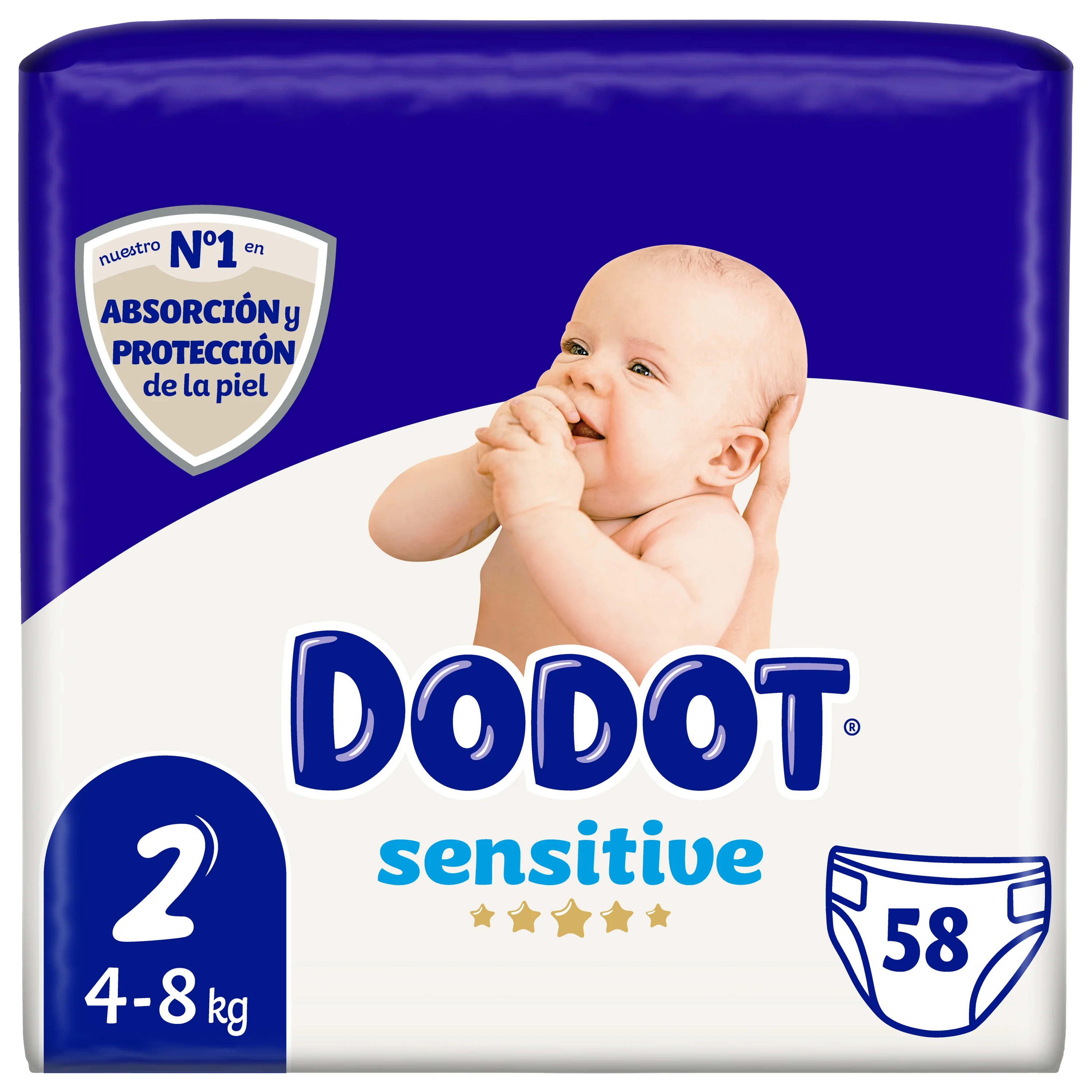 Couches bébé sensitive Jumbo Pack Taille 2 (4-8Kg) 58 unités - DODOT