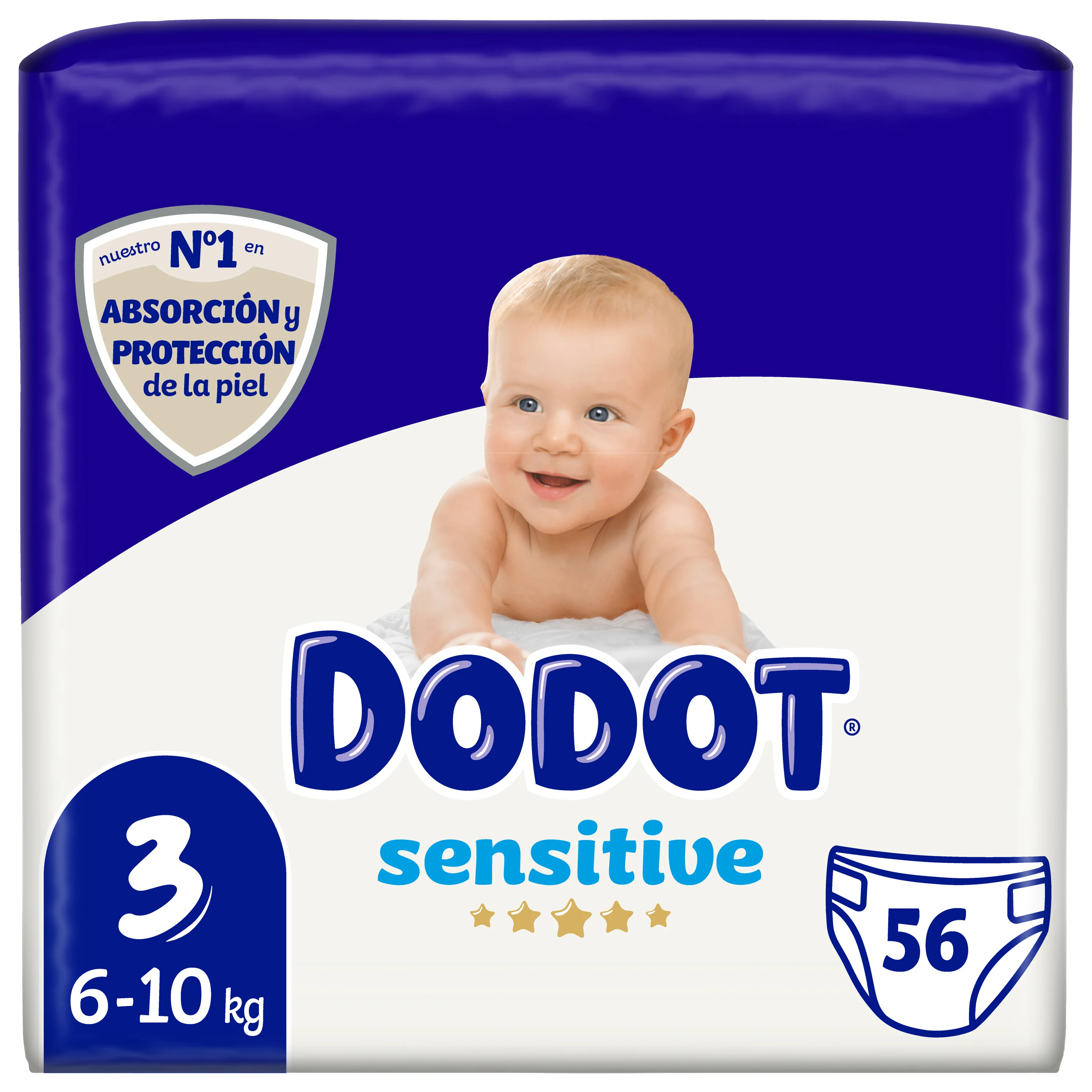 Couches bébé sensitive Jumbo Pack Taille 3 (6-10Kg) 56 unités - DODOT