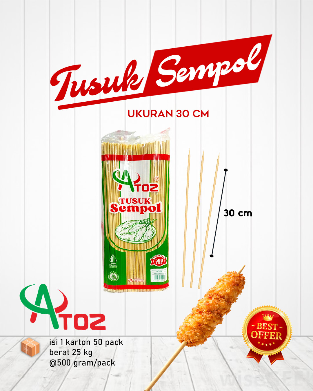 Kini Tersedia: ATOZ Tusuk Sempol 30cm di Multi Plastik