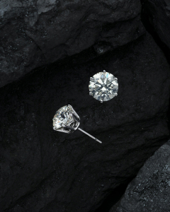 Silver earrings detail