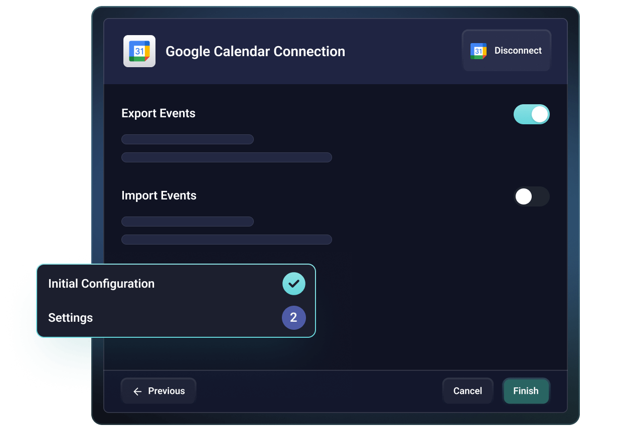 Google Calendar Connection example Google Calendar Connection example