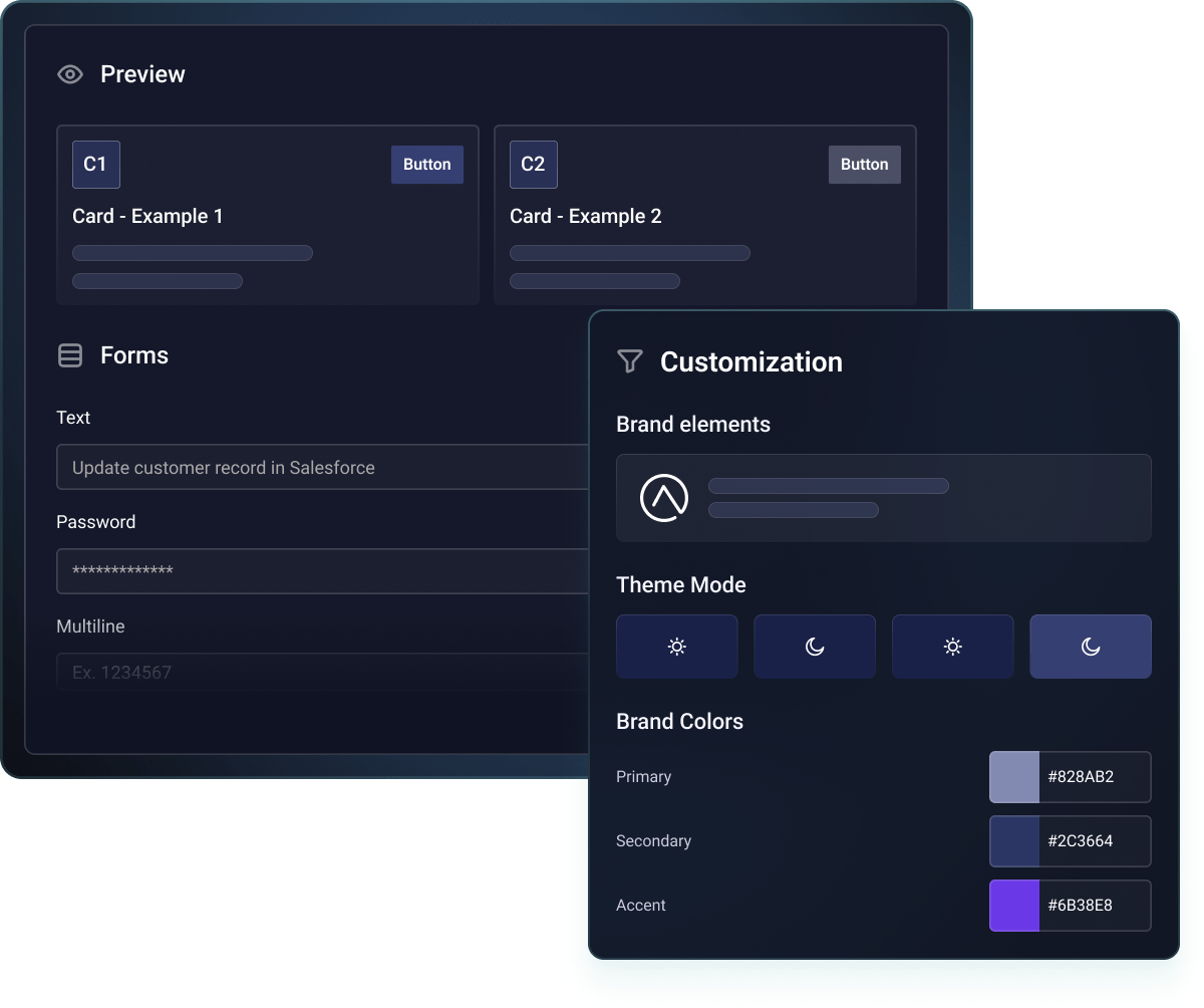 Screenshot of customization