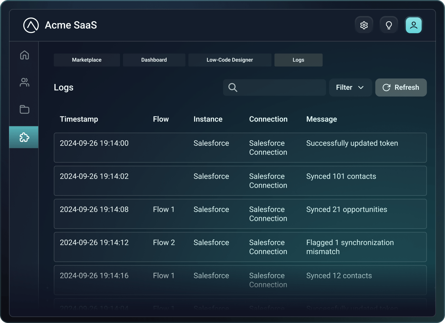 Integration logs Integration logs