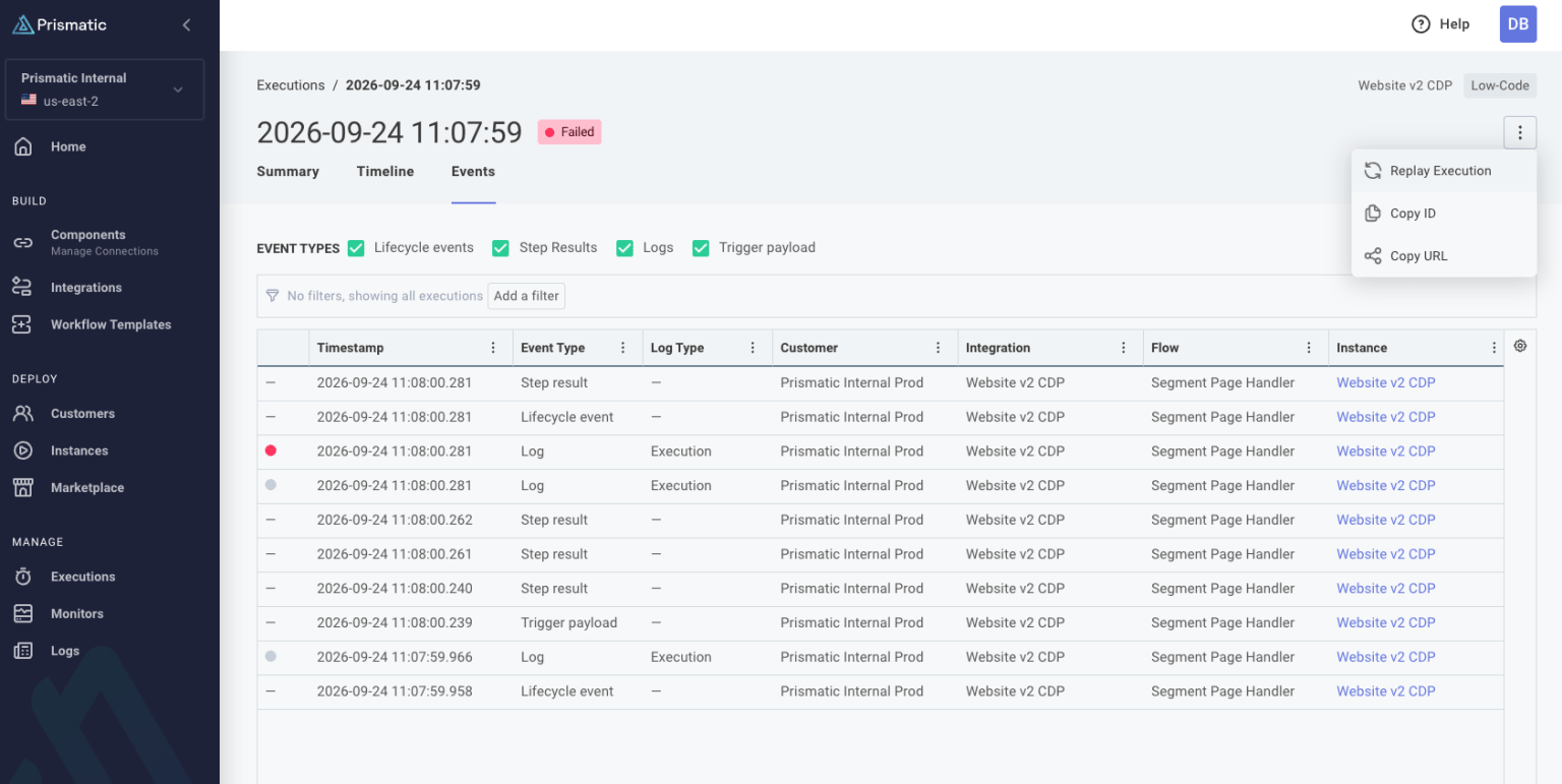 Detail of events tab with in-log filter Detail of events tab with in-log filter