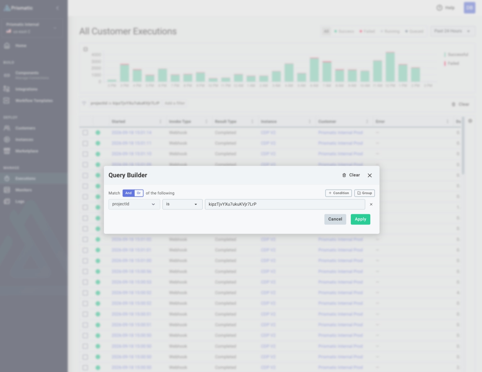Query builder with trigger payload filter Query builder with trigger payload filter