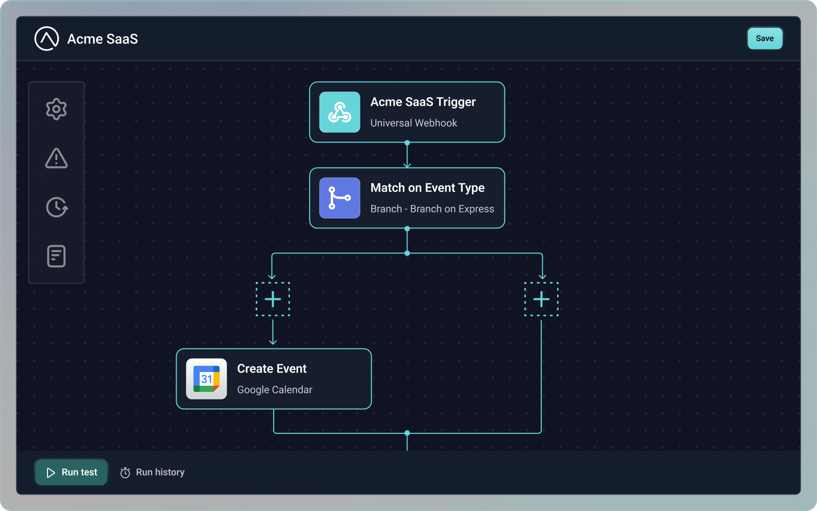 Embedded workflow builder screenshot Embedded workflow builder screenshot