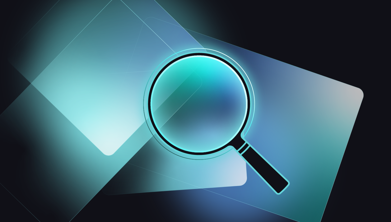 Magnifying glass over abstract elements Magnifying glass over abstract elements