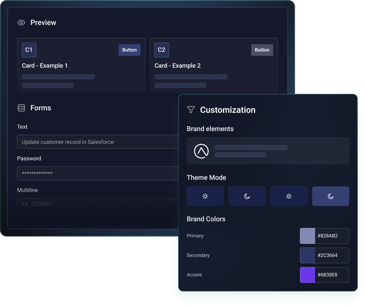 Screenshot of customization