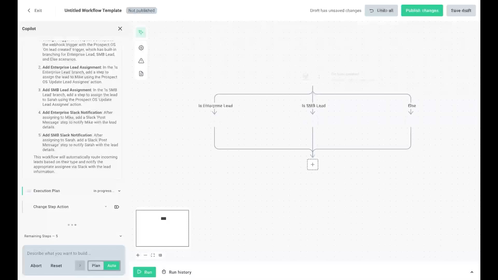 Workflow building in real time on the canvas Workflow building in real time on the canvas