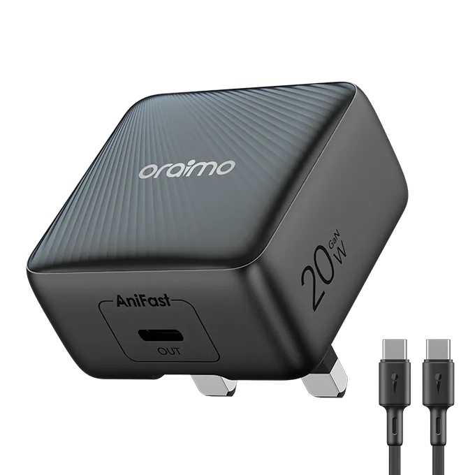 oraimo PowerCube 20 Chic CC54 20W GaN charger kit · Black