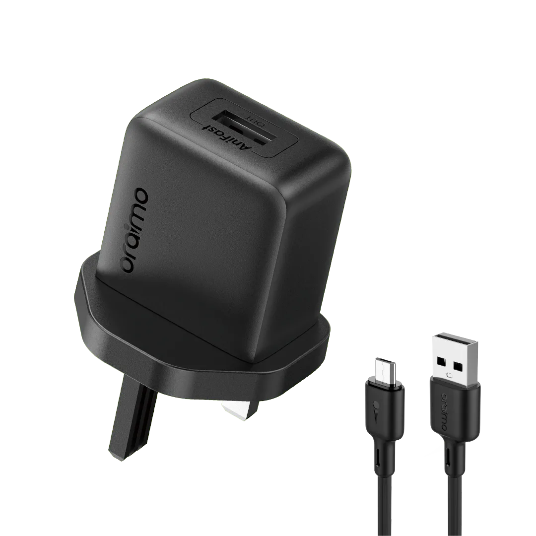 oraimo PowerMate 101 10W Charger — UK Micro-USB kit · Black