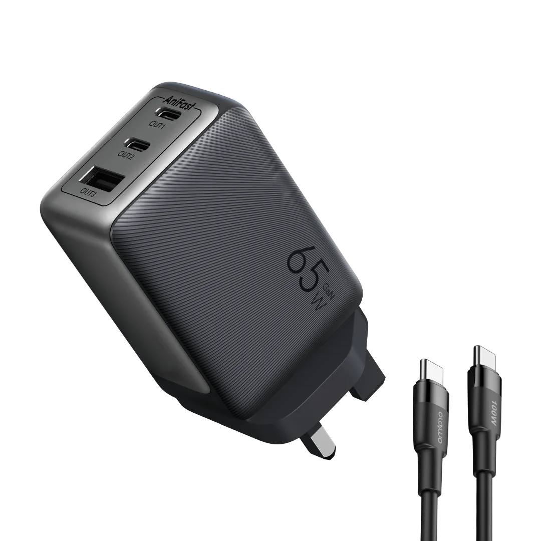 oraimo HyperGaN 65 65W GaN Charger Kit with 100W CC Cable · Black