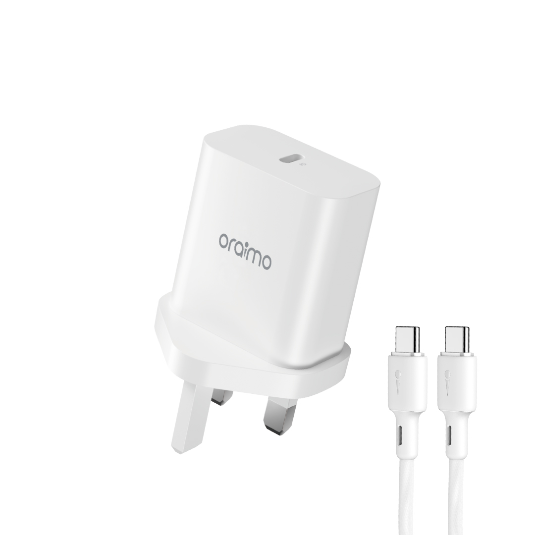 oraimo PowerCube 20 20W Charger Kit USB-C to USB-C · White