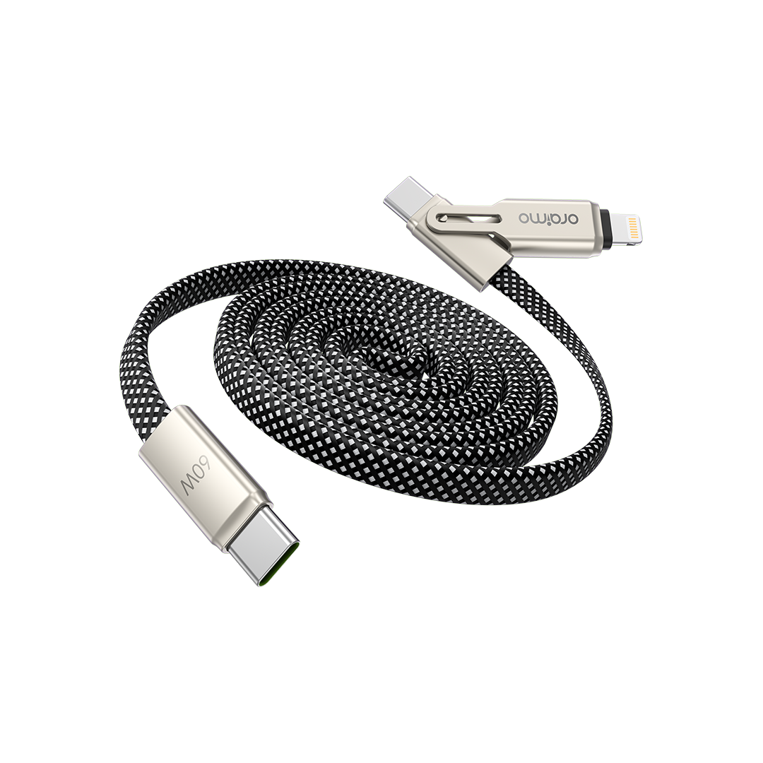 oraimo SpeedLine 4 Magnetic 2-in-1 60W Cable · Black