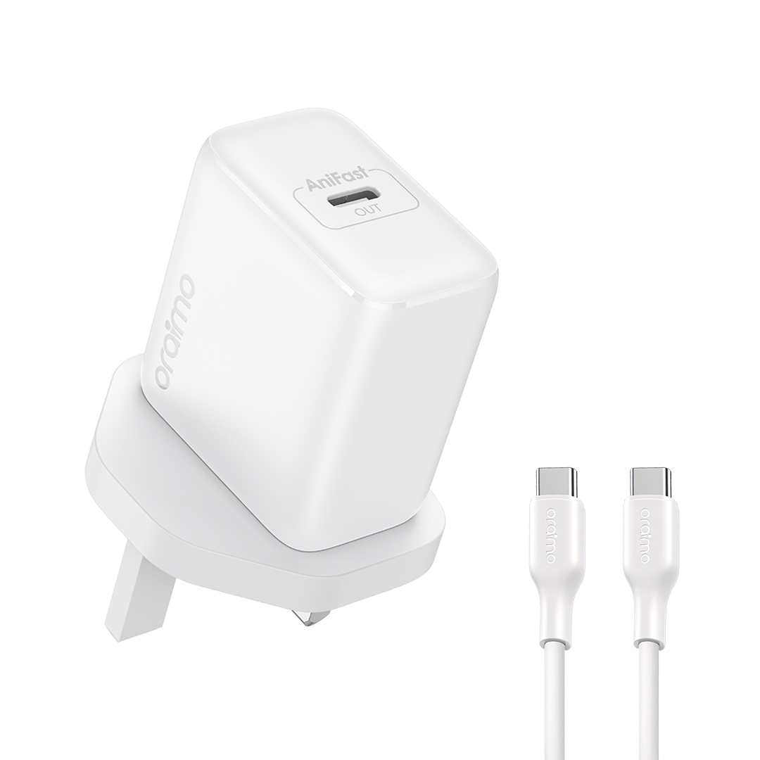 oraimo PowerGaN 351 OCW-5351UCC 35W UK charger kit · White