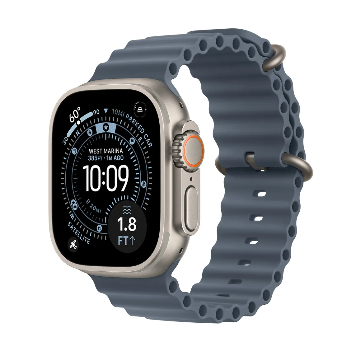 Apple Watch Ultra 3 (49mm) · Natural Titanium / Anchor Blue Ocean Band